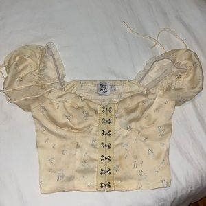 Princess Polly bustier style yellow crop top